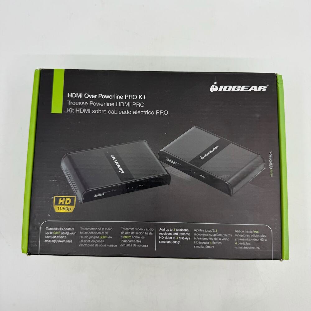 NWT IOGEAR HDMI Over Powerline Pro Kit